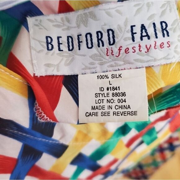 BEDFORD FAIR Lifestyle Women's 100% Silk Top Multicolor Size Large - Picture 4 of 4